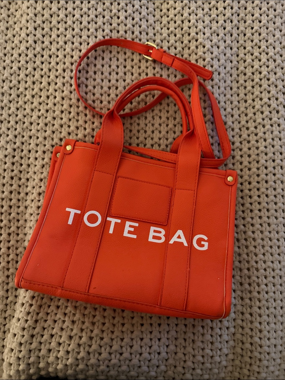 Orange Tote Bag Canvas Handbag with Removable Strap
